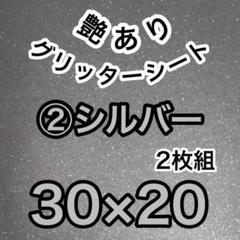 シルバー 2枚 艶あり 30×20 グリッターシート ステッカー デコ 名前