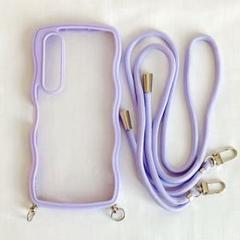 Xperia 1 VI/SOG13 ケース パープル 可愛い ストラップ付き