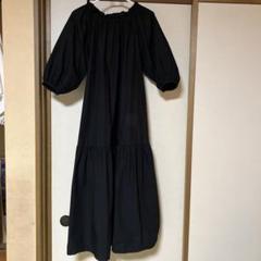 春夏カフネワンピース　黒　コットン100 オフショルダー可能のサムネイル