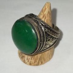 VINTAGE ストーン 刻印 装飾 シルバー リング