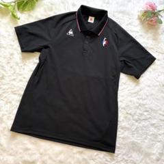 ルコックゴルフ 半袖ポロシャツ　トリコロール　黒　XL