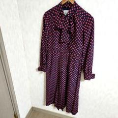 【メーカー直売】の商品をすべて ヴィンテージ】 総柄 ネイビーブルー赤花柄ワンピース 80's ワンピース