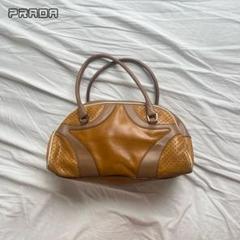PRADA leather mini hand bag brown