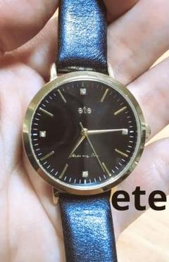ete シンプルなブラックレザー腕時計 ete - ete レザー腕時計の通販 by スティック's shop｜エテなら