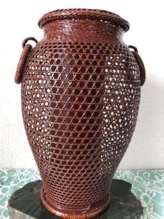 竹筒型菖蒲花象嵌掛花江戸時代物