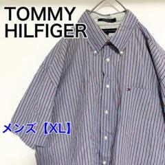 YBB48【US輸入】トミーヒルフィガー　半袖シャツ【メンズXL】ストライプ柄