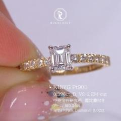 K18YG天然ダイヤモンド★エメラルドカットビッグウィンクリング K18YG天然ダイヤモンド☆エメラルドカットビッグウィンクリング