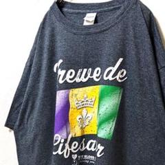 ギルダン クルーdeライフサーバー ロゴ Tシャツ グレー灰色 2XL 古着