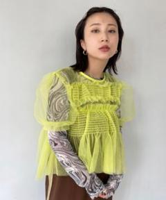 高橋愛さん着用♡【SANSeLF】シースルーパフスリーブトップス　イエロー