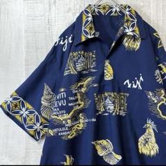 【インポート古着】フィジー風景プリント半袖シャツ
