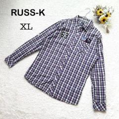 【RUSS-K ラスケー】メンズ 長袖シャツ ワッペン オーバーサイズ XL 紫