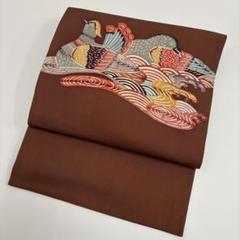 名古屋帯 塩瀬 紅型の染め 九寸 カジュアル帯 正絹 AO-5100