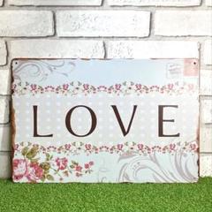 419番】love バラ ローズ Rose ガーデニング雑貨 お花 ブリキ看板