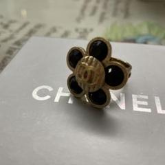 CHANEL ヴィンテージ　フラワーリング ゴールド ブラック　指輪
