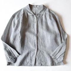 【美品】CLASKA D マンガン絣ドット柄 フレンチスリーブブラウス　2024 セール】マンガン絣ドット柄フレンチスリーブ ブラウス（シャツ