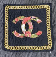☆限定の花柄☆【CHANEL】 ココビーチ バンダナ スカーフ 黒 バンダナ - コットン & シルク、ブラック & ホワイト