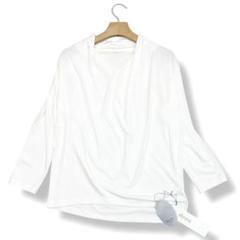 新品 DAMA collection ドレープカットソー LL オフホワイト