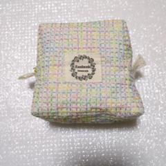 刺し子（一目格子）を施した柔らかいポーチ