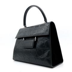 【Salvatore Ferragamo】ハンドバッグ　ガンチーニ型押し　黒色