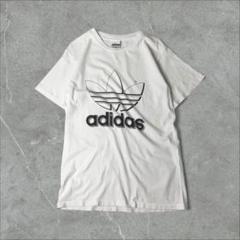 90s カナダ製 adidas シングルステッチ トレフォイルロゴ Tシャツ 白
