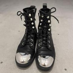 新品☆ZARA ザラ フェイクパール付きアンクルブーツ 23.5 ZARA(ザラ)の「ヒールトラックソール付きソックス風アンクル