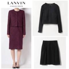 【美品】ランバンコレクション/異素材ボーダーノーカラージャケット/スカートスーツ m31106380220_1.jpg?1705040608
