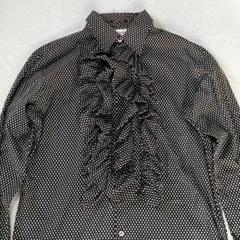 ポール・スミス Paul Smith フリル付ボタンダウンシャツ M ドット総柄