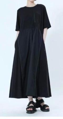 最終価格　新品未使用タグ付き　LASUD　異素材メッシュポケットワンピース