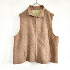 ラギッシュ ジップアップ ベスト ジレ 昭和レトロ 総柄 シワ加工 個性派 古着