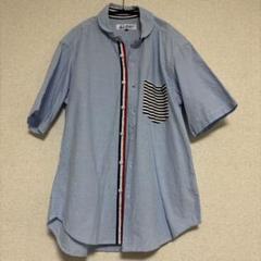 SCHIATTI 水色 半袖シャツ ストライプポケット　マリン　美品