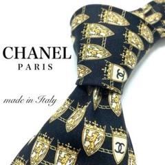極美品】CHANEL ネクタイ 新品同様 超希少品 ブランドロゴ 黒 金