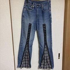 希少 リーバイス 古着 リメイクデニム リーバイス501古着 米国製 1点物リメイク作品 オーバーホール