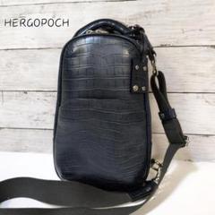 美品 エルゴポック ギャレリア限定 ボディバッグ クロコ 本革 レザー 型押し