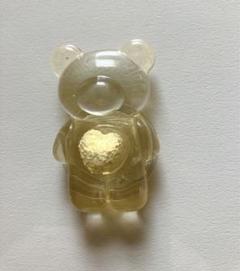 スマホグリップ くま ハート クリアイエロー