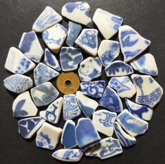 シー陶器　青系2.5~3.5㎝　100g　30個　松前1514