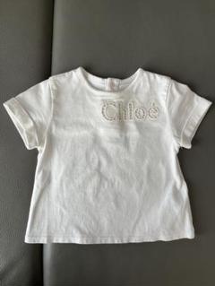 美品 Chloe クロエ ベビー ロゴ刺繍 Tシャツ12M ホワイト