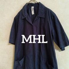 ＊MHL＊半袖 ロング シャツワンピース ネイビー size I コットン