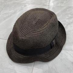 Sombrerino 中折れハット ラフィア風ブラック リボン付きメンズ