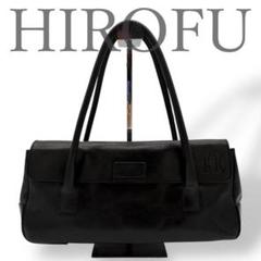 超希少　美品　ヒロフ　ペルーシェ　ミニボストンバッグ　Hロゴ　レザー　ブラック