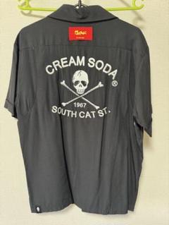 美品　クリームソーダ　クロスボーン　刺繍　ボーリングシャツ　サイズM CREAM SODA クリームソーダ ボウリングシャツ M ブラック