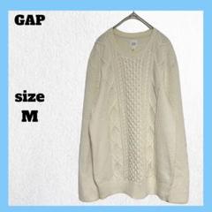 GAPギャップ ケーブル編みニット セーター 厚手 メンズ アイボリー M