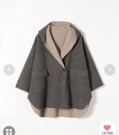 美品】SHIPS anyポンチョ 茶色系チェックM