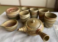 値下げしました！常滑焼　練り込み　湯呑み5客 急須1 茶こぼし1 湯さまし1 値下げしました！常滑焼 練り込み 湯呑み5客 急須1 茶こぼし1 湯