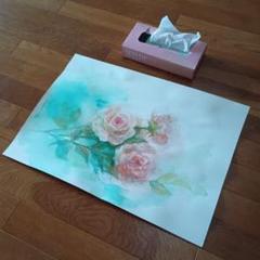 水彩画 バラ 　54×38