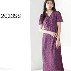 美品　ナチュラルビューティーベーシック　フロントギャザープリントワンピース
