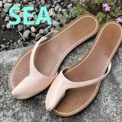 新品 SEA シー レザー ストラップ ホワイト フラットサンダル SEA シー レザーストラップサンダル SIZE:1 23.5〜24.0cm