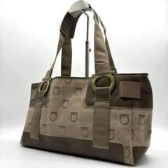 激安ブランド 美品 トートバッグ ガンチーニ キャンバス×レザー Ferragamo バッグ