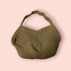 緑×灰　編み物 グラニーバッグ【ハンドメイド】