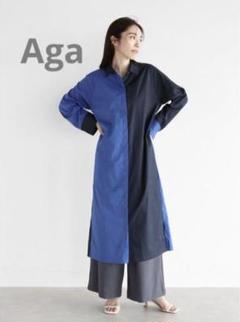 Aga バイカラーシャツワンピース　レディース