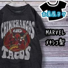 古着マーベルデッドプールデカロゴアメコミメキシコ製TシャツダークグレーMのサムネイル